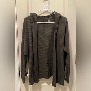 American Eagle Outfitters Green Textured Knit Cardigan